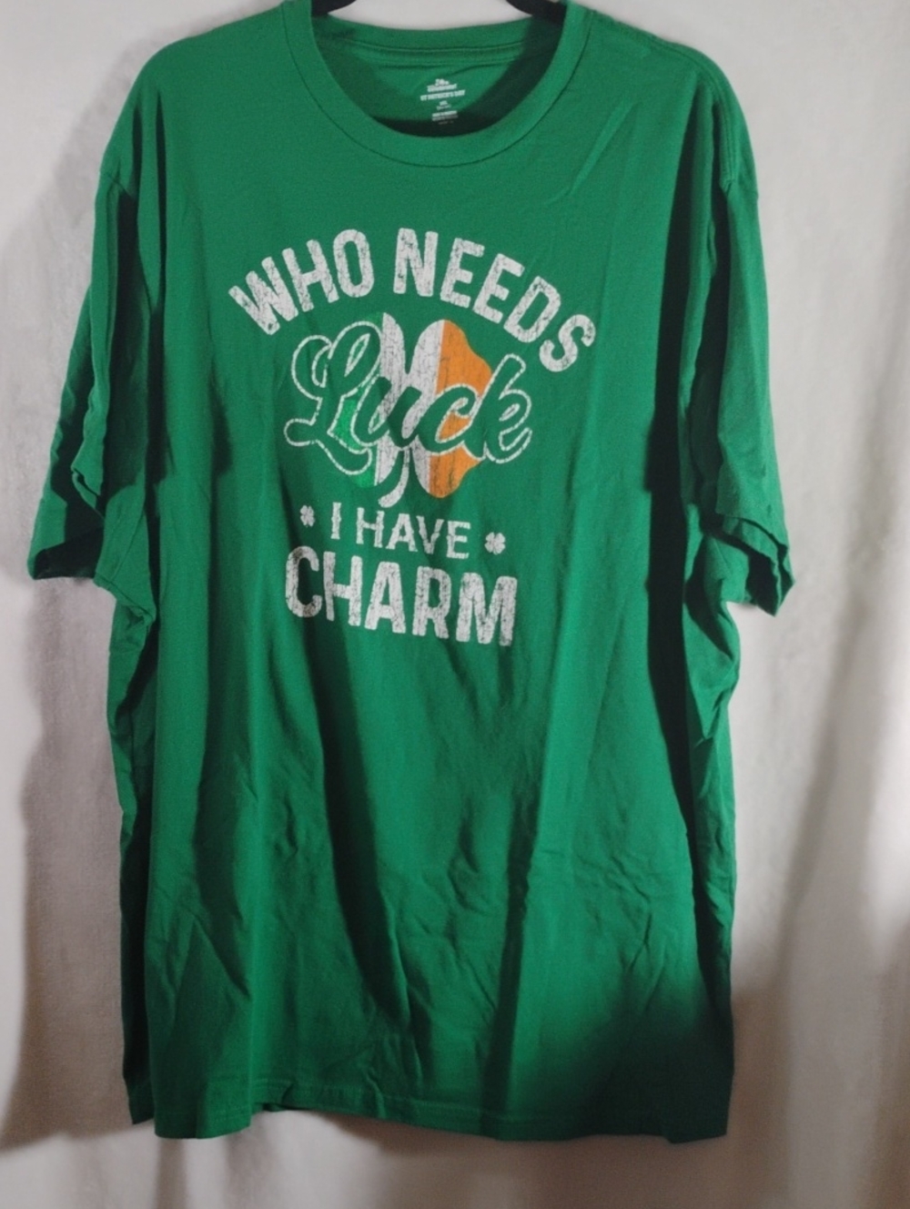 Green Short-Sleeve Graphic Tee with Playful Luck Print